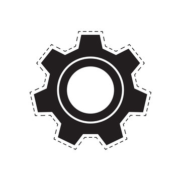 gear wheel. black gear with a dotted line. abstract geometric detail. white background. vector illustration.