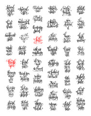 set of 50 hand lettering inscription about happy shopping
