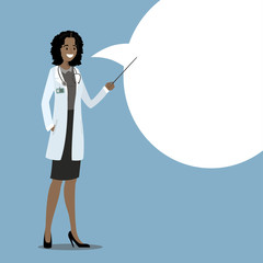 cartoon african american doctor with speech bubble