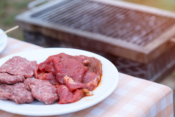 Fresh raw meat before frying on the grill. Bbq.