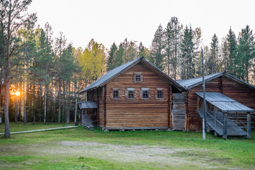 Fototapeta premium old rustic russian house from logs