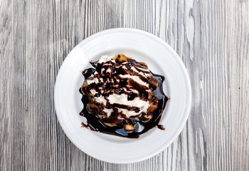 delicious Waffle with fresh cream