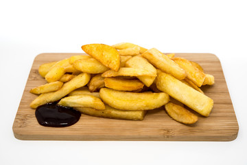Golden French fries potatoes ready to be eaten