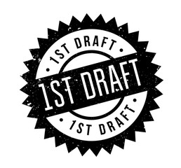 1St Draft rubber stamp. Grunge design with dust scratches. Effects can be easily removed for a clean, crisp look. Color is easily changed.