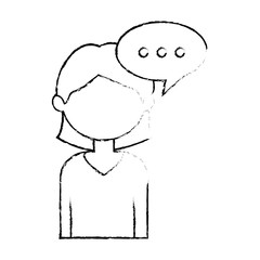 beautiful businesswoman with speech bubble avatar character