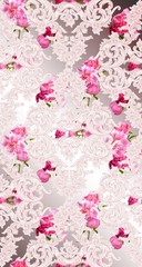 Baroque luxury ornament with roses flowers pattern Vector. Royal victorian rich decor backgrounds