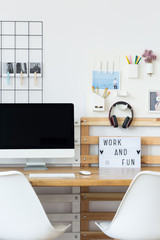 Home office with headphones