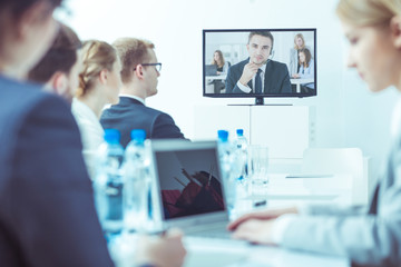 Teamworkers during video conference