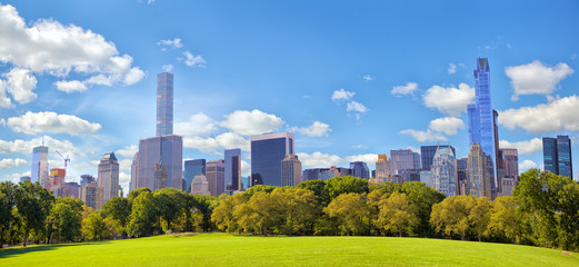 Fototapeta premium Panorama Central Parku i wieżowce na Manhattanie w Nowym Jorku