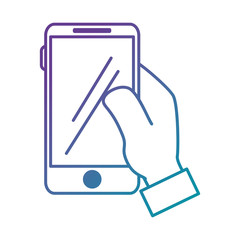 hand user with smartphone isolated icon