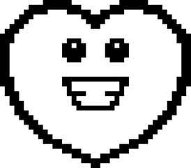 Smiling 8-Bit Cartoon Heart