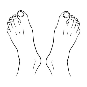 feet men top view from the contour black lines on white of vector illustration