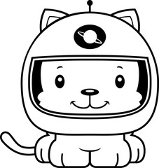 Cartoon Smiling Astronaut Kitten