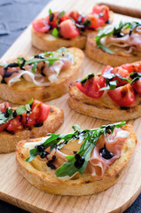 Brushetta or authentic traditional spanish tapas