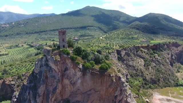 Aerial view of Caprona Tower in Pisa, Italy.