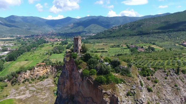 Aerial view of Caprona Tower in Pisa, Italy.
