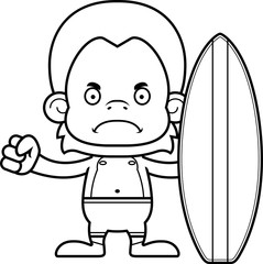Cartoon Angry Surfer Orangutan