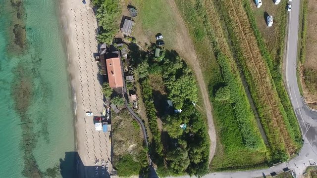 Overhead view of Torre Mozza Beach and Tower, Italy.