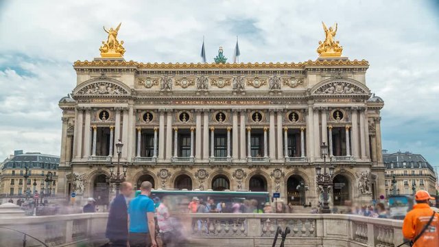 Palais or Opera Garnier The National Academy of Music timelapse in Paris, France.