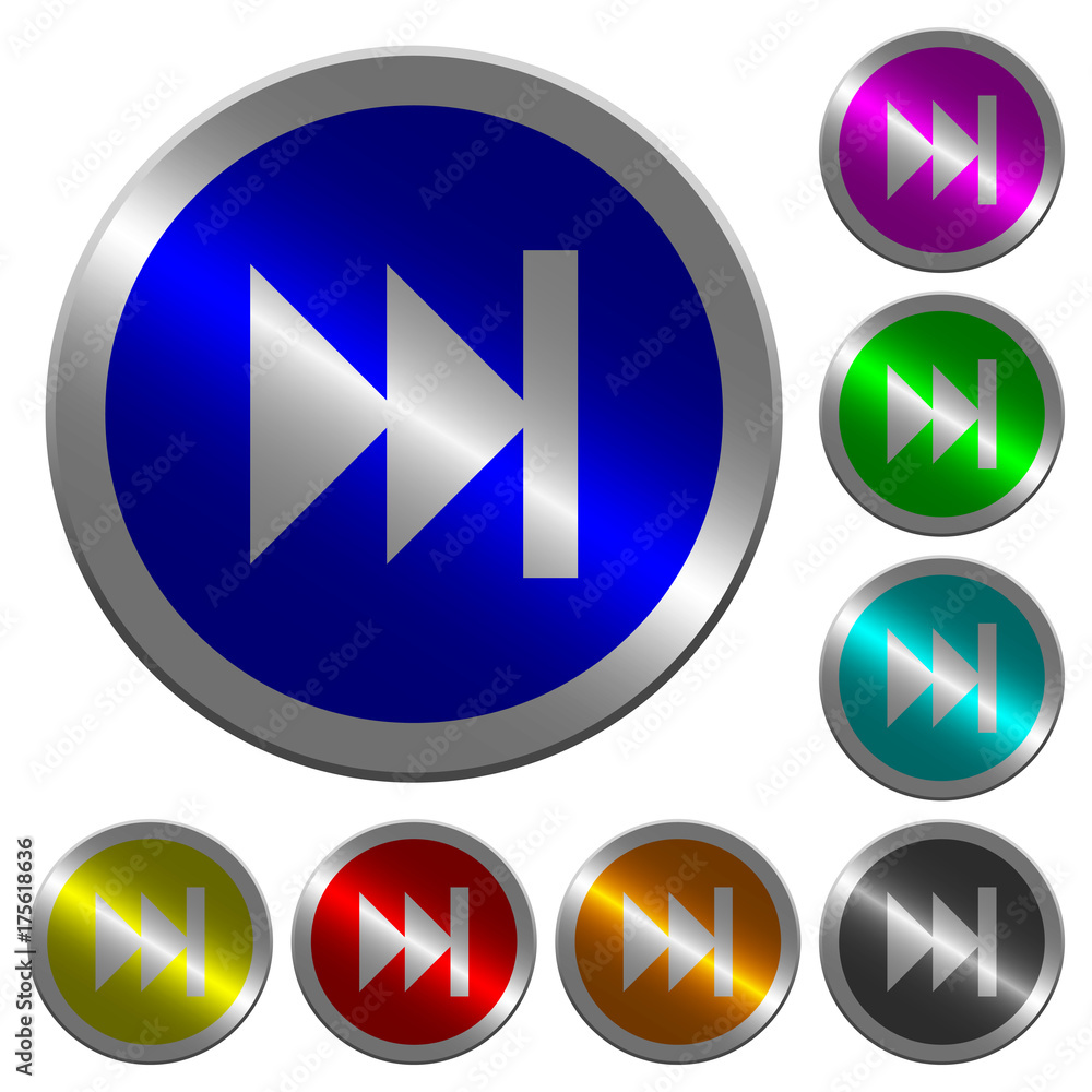 Poster media fast forward luminous coin-like round color buttons