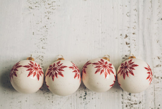 Christmas Ornaments on a Wooden Background