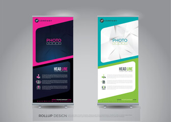 Business roll up for technology concept layout for business banner template. Presentation and Brochure stand template. Vector illustration