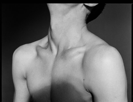 Topless man's chest