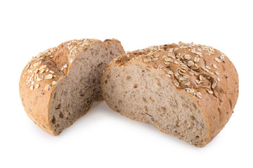 freshly baked bread isolated on white background