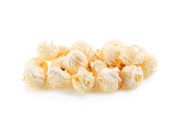 close-up popcorn isolated on a white background