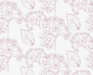 Autumn seasonal herbs pattern texture line art Vector