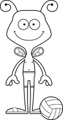 Cartoon Smiling Beach Volleyball Player Bee