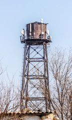 Antennas on an old water tower