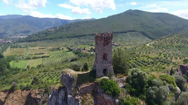 Tower of Caprona - Pisa, Italy. Aerial view.
