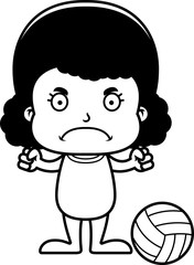 Cartoon Angry Beach Volleyball Player Girl