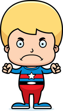 Cartoon Angry Superhero Boy