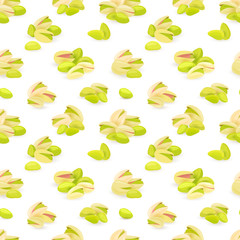 seamless texture with groups of pistachios on white background f