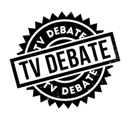 TV Debate rubber stamp. Grunge design with dust scratches. Effects can be easily removed for a clean, crisp look. Color is easily changed.