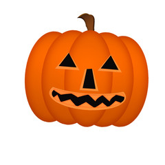 Faces on pumpkins for Halloween on white background