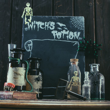 Halloween decor. Witch's potion.