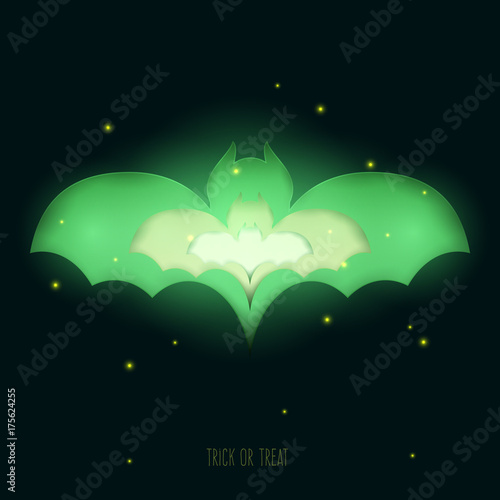 cartoon cute light silhouette bat background for halloween party in