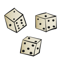 Set of dice in vintage retro style. Design elements for old school tattoo, background hipster cover, poster. Cartoon vector illustration.