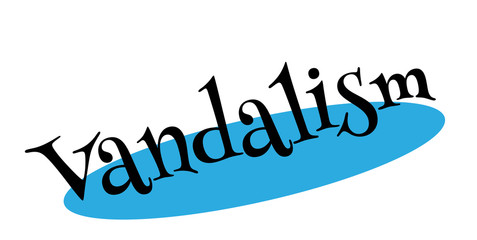 Vandalism rubber stamp. Grunge design with dust scratches. Effects can be easily removed for a clean, crisp look. Color is easily changed.