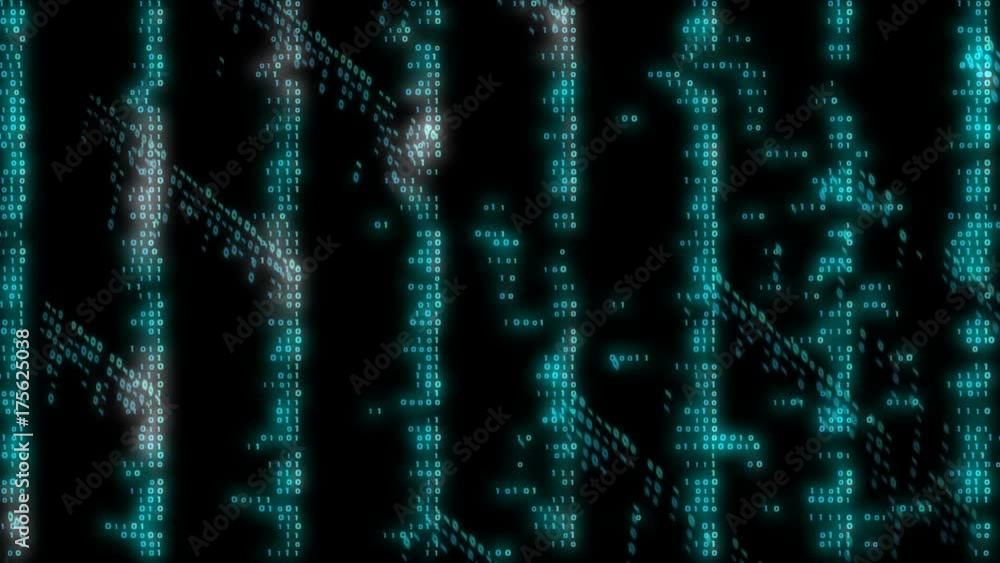 Poster lines of code run from left to right and are reflected. the cinematic background.shine.