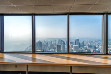 City skyline form large building windows