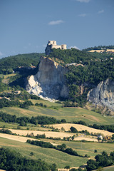 Fototapeta premium Landscape in Romagna at summer:, view of San Leo