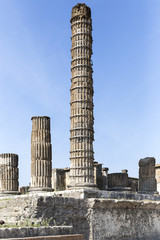 preserved ancient column on the Temple of Jupiter, Pompeii, Italy, Europe