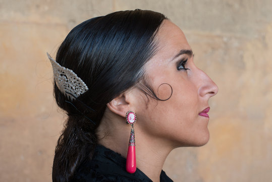Profile of a flamenco dancer