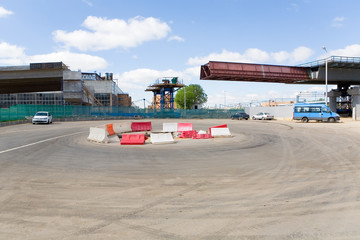 Construction of the overpass through the central Moscow ring.