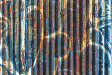 Colorful painted corrugated wall