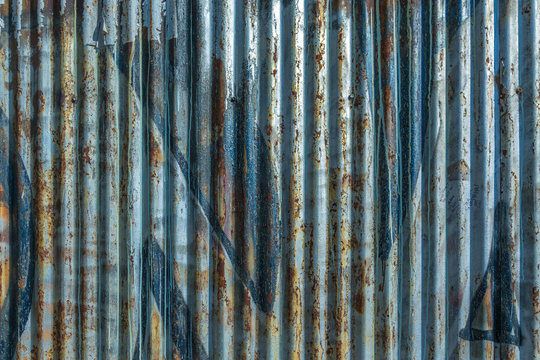 Colorful painted corrugated wall
